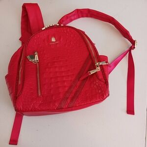 Tote & Carry Backpack, Red Faux Crocodile Skin‎